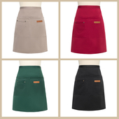 速发围务员短款 围裙印字奶茶快l火锅店男工作围裙半身服腰餐ogo