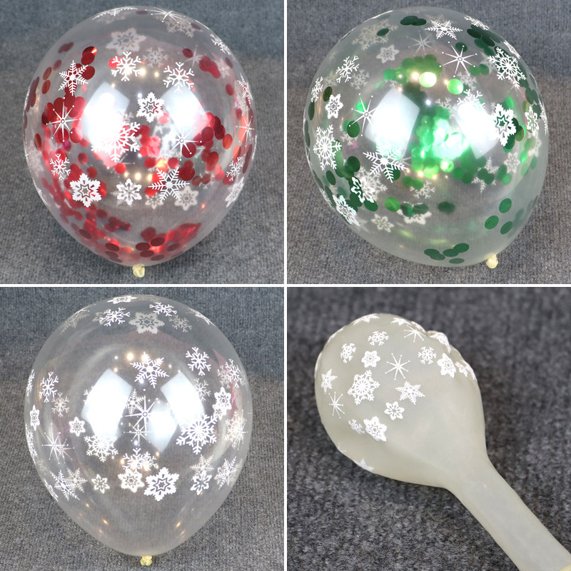 速发透儿气球印雪花引星亮片圣诞门店装饰布置明童玩具地推星流小