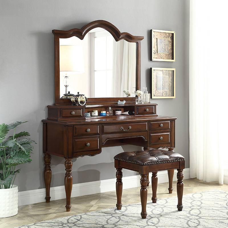 梳妆台美式实木梳妆台卧室现代简约化妆台欧式梳妆台收纳柜一体桌