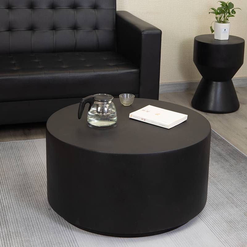 9W简约现代圆形水泥茶几轻奢小户型客厅创意沙发茶桌酒店户外矮桌