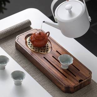小型储水式 胡桃木新中式 茶盘实木家用现代轻奢干泡台壶承茶台托盘