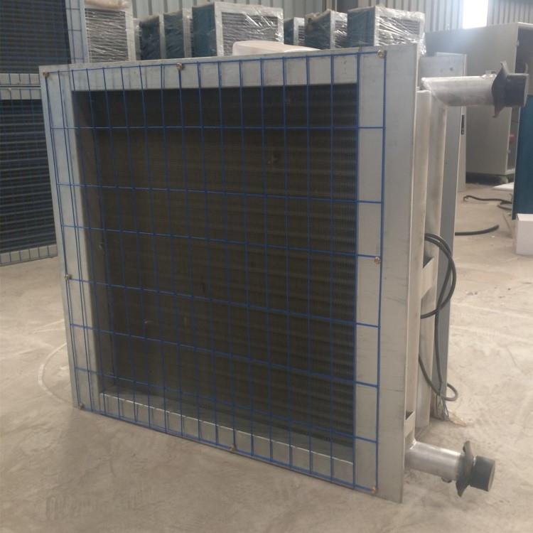 厂家供应大棚水温暖风机加热设备铜管水暖风机鸭舍保暖热换热器