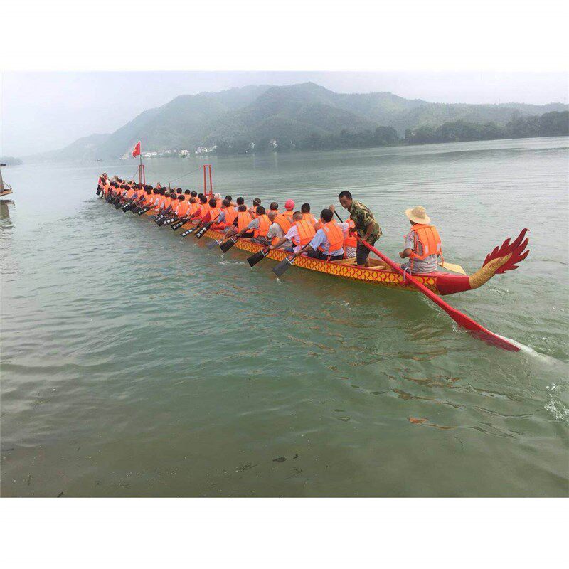 速发龙舟端午12人22人玻璃钢实木龙舟船国标赛龙舟龙船传统节摆件