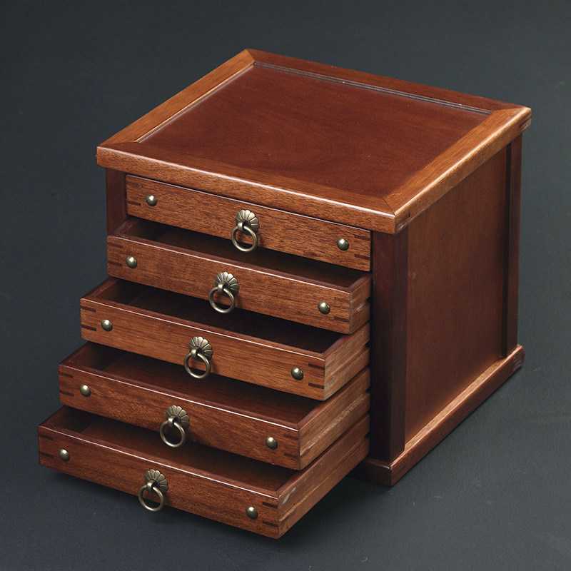 速发花梨普洱箱饼收纳盒实木储茶盒储茶茶抽屉款茶叶审开分茶盘评