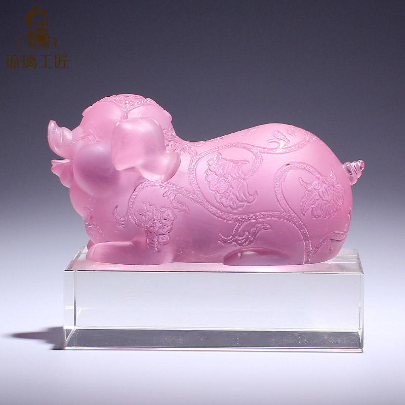 速发琉璃富贵猪摆件招财生肖猪客厅玄关电视柜台家居装饰乔迁创意