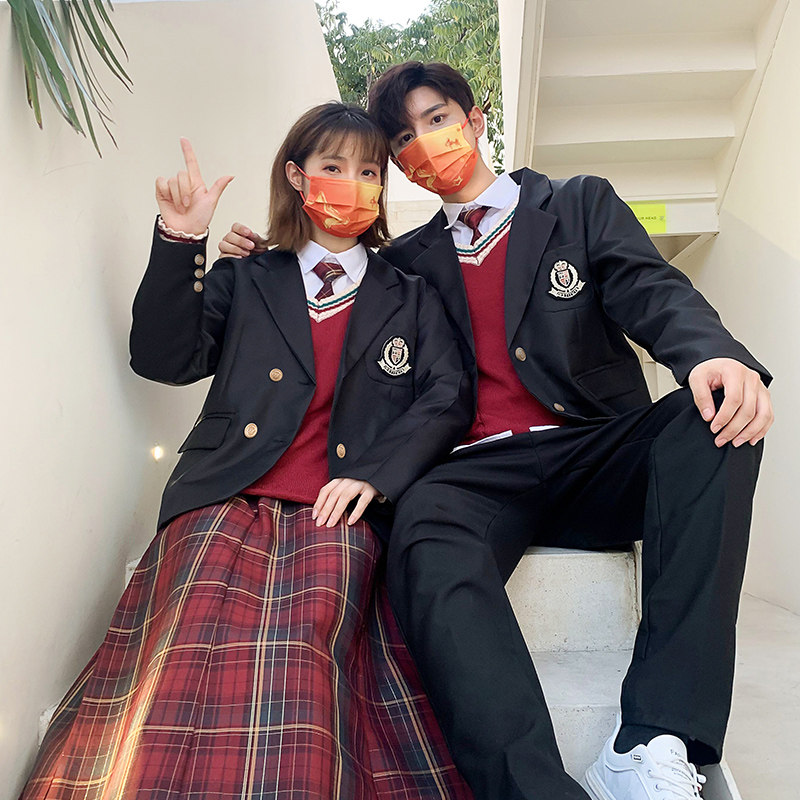速发校服套高班服学院手服初装中制业照学生毕服长裙