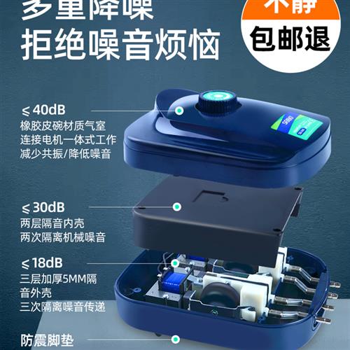 速发松氧宝鱼缸氧气泵增泵增氧机充鱼静音打氧机小型家用增器氧养