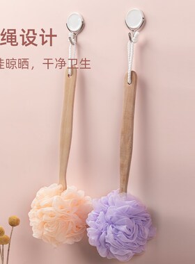 速发I6CV云起沐浴球超柔洗大号软澡不散浴花纯色长木柄搓澡蕾泡洗