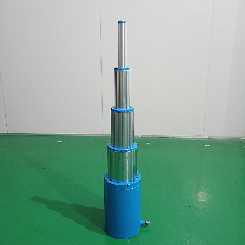 现货速发四节油拉杆式工程多节伸缩法兰式多级液压油缸