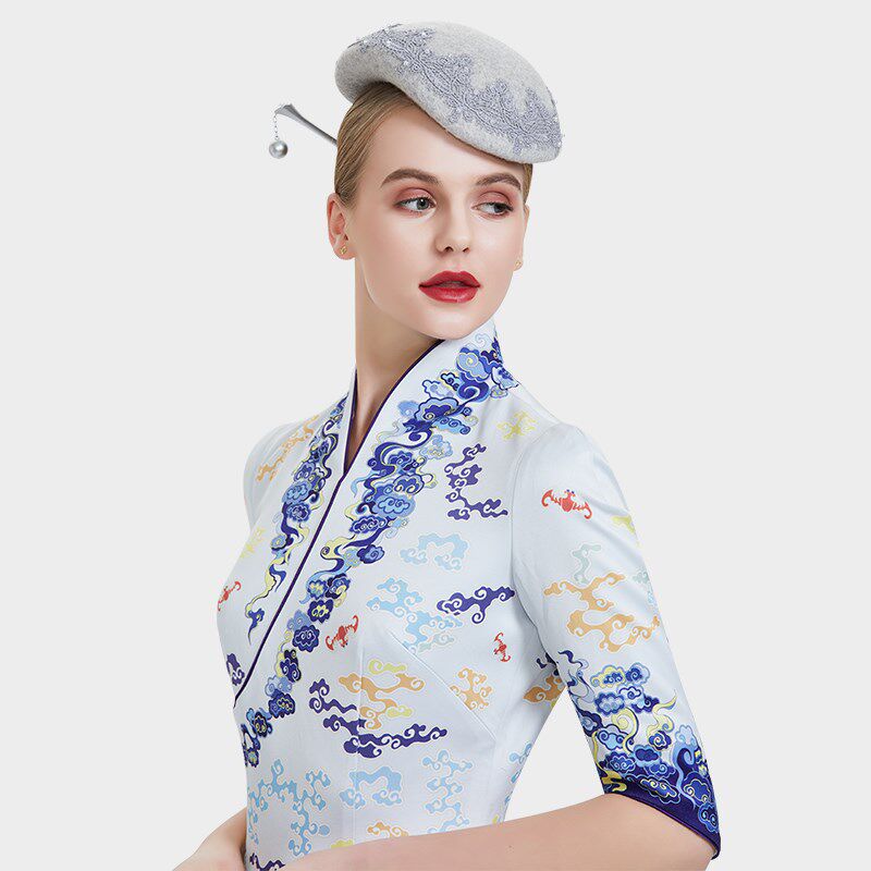 速发海航空姐制服职业裙装夏季旗袍连衣店高档酒套前台师工作服