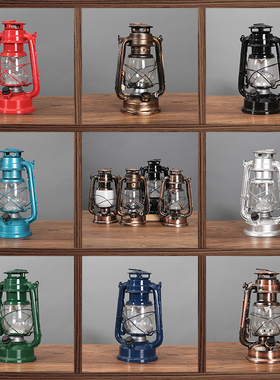 速发复古怀旧铁艺老式手提马灯煤油民老油灯咖啡餐乡厅村灯宿创意