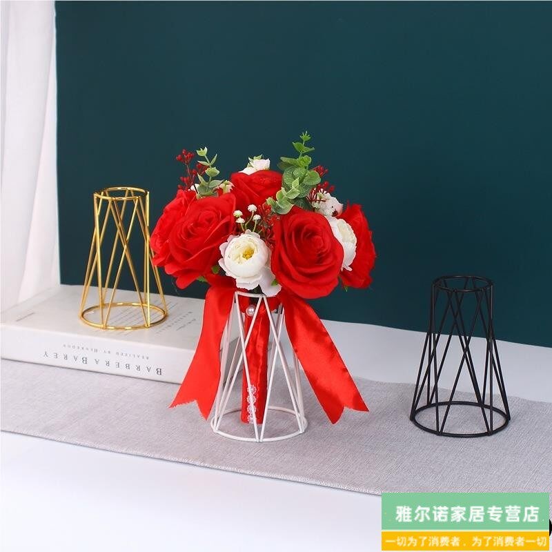 速发空气凤梨托架轻奢手捧花架简约大气彷真花插瓶婚礼现场花架喜