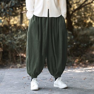 复古束脚伦哈裤 速发春灯笼裤 阔腿裤 休闲裤 男中国风宽松大码
