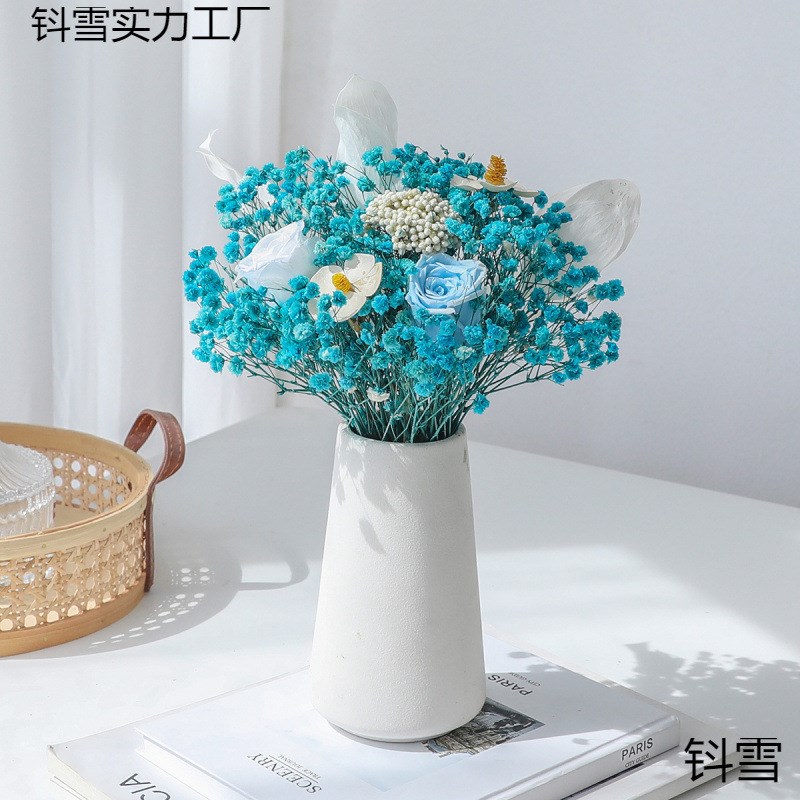 速发新设玫瑰满花花束真花永生花材料干天星客厅装饰摆款摆件包邮
