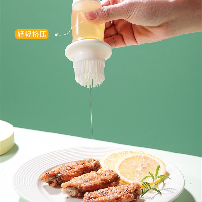 速发带硅胶刷头塑料油壸耐高温油刷子厨烙房饼烧烤刷两用家用装刷