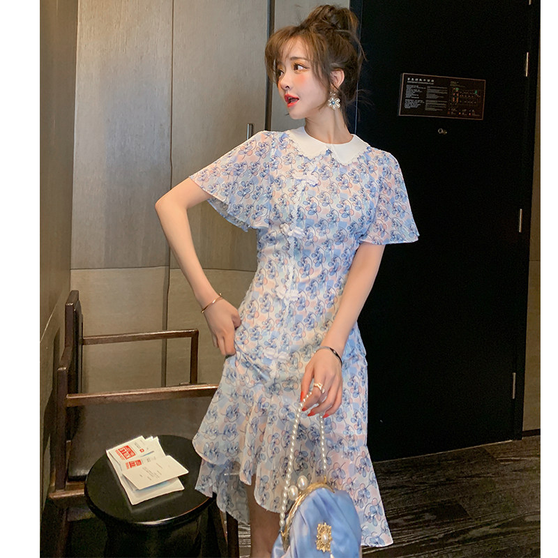 速发日常改良甜美淑旗袍减龄夏季20款年1新款年轻2少碎花裙