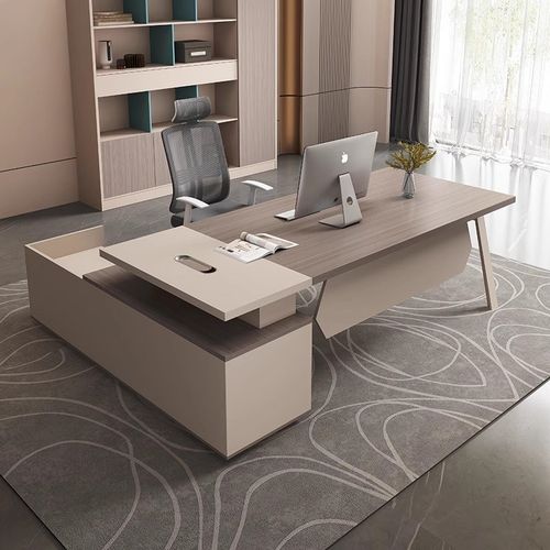 速发老板轻公桌办奢高级感办公经具组合套装主管桌带侧柜家理桌大