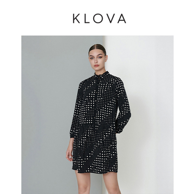 柯罗芭春秋专柜同款黑白波点休闲连衣裙  LW2168 ￥3890