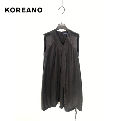 柯利亚诺夏优雅时尚黑色V领无袖桑蚕丝连衣裙LW3718(JUN)吊牌1890