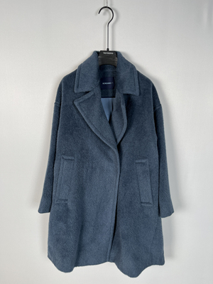 柯利亚诺冬雾霾蓝翻领大廓型羊毛中长款大衣FY7893(JUN)吊牌9990