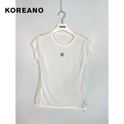 柯利亚诺夏季专柜同款冰雪白条纹针织收身T恤  TT3042 ￥1880