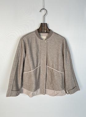 柯罗芭冬季专柜同款驼白条棒球领条绒短款棉服  MS3829 ￥6200