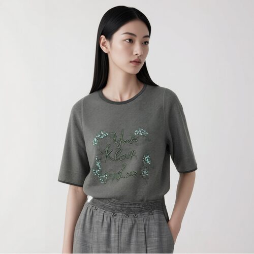 柯罗芭春秋专柜同款草绿色茧型T恤  TY7303 ￥4290