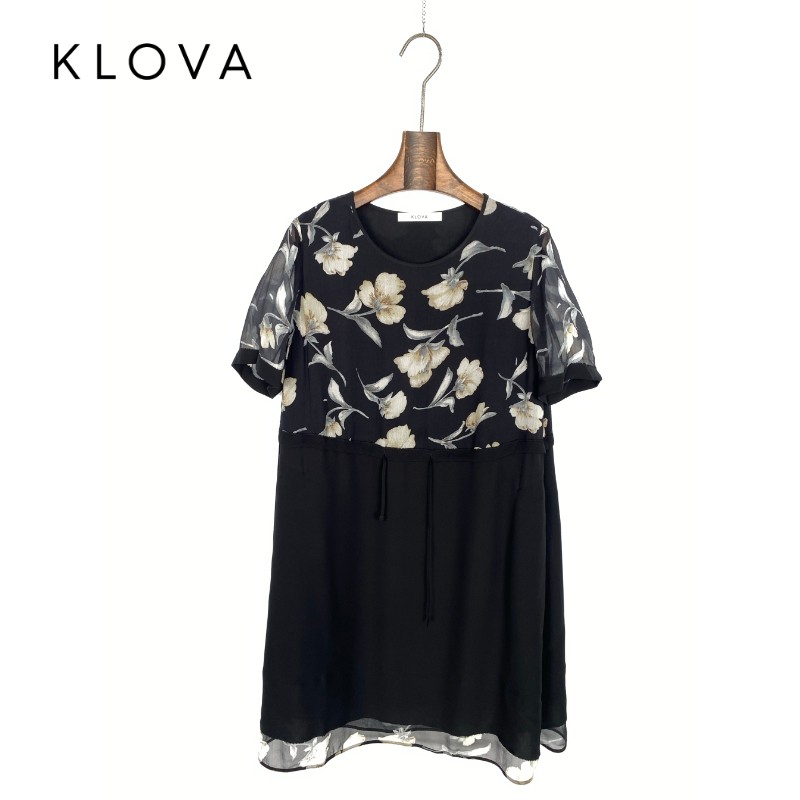 柯罗芭夏季专柜同款 黑色拼接印花圆领真丝连衣裙  LW0004(9VUN)A,女装/女士精品,连衣裙,淘宝优惠券,粉丝福利购,淘宝优惠卷