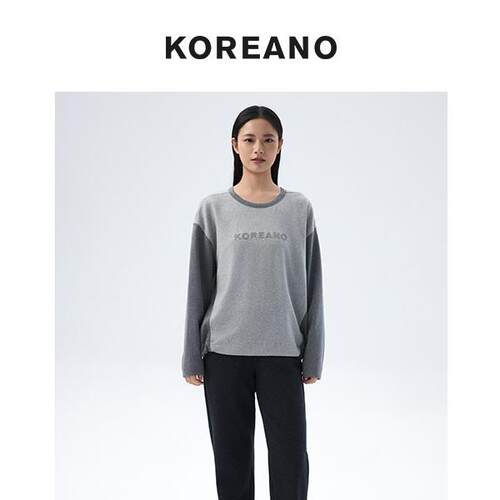 【KOREANO】春秋圆领廓形月魄灰T恤  TT6342(JUN)