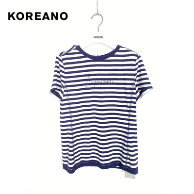 柯利亚诺夏季专柜同款条纹烫钻收身圆领T恤  TT3169B ￥1880