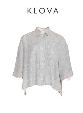 柯罗芭夏季专柜同款蓝白文艺细条纹宽松衬衫  CW4352(BUN) ￥1390