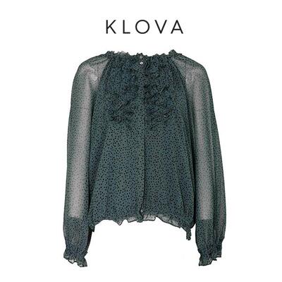 柯罗芭夏季专柜同款蝶光萤烁波点雪纺上衣  CW5312(BUN) ￥1390