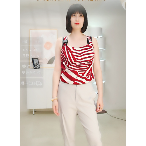 柯罗芭夏季专柜同款复古不规则图腾条纹吊带  BW4919(BUN) ￥590