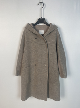 柯利亚诺冬季专柜同款连帽双排扣灰驼大衣  FY0033(9UN)C ￥12800