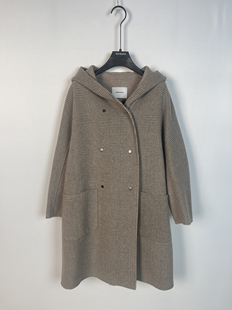 柯利亚诺冬季专柜同款连帽双排扣灰驼大衣  FY0033(9UN)C ￥12800