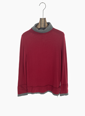 柯罗芭冬季专柜同款红色拼接H型T恤  HY9246CG ￥3390