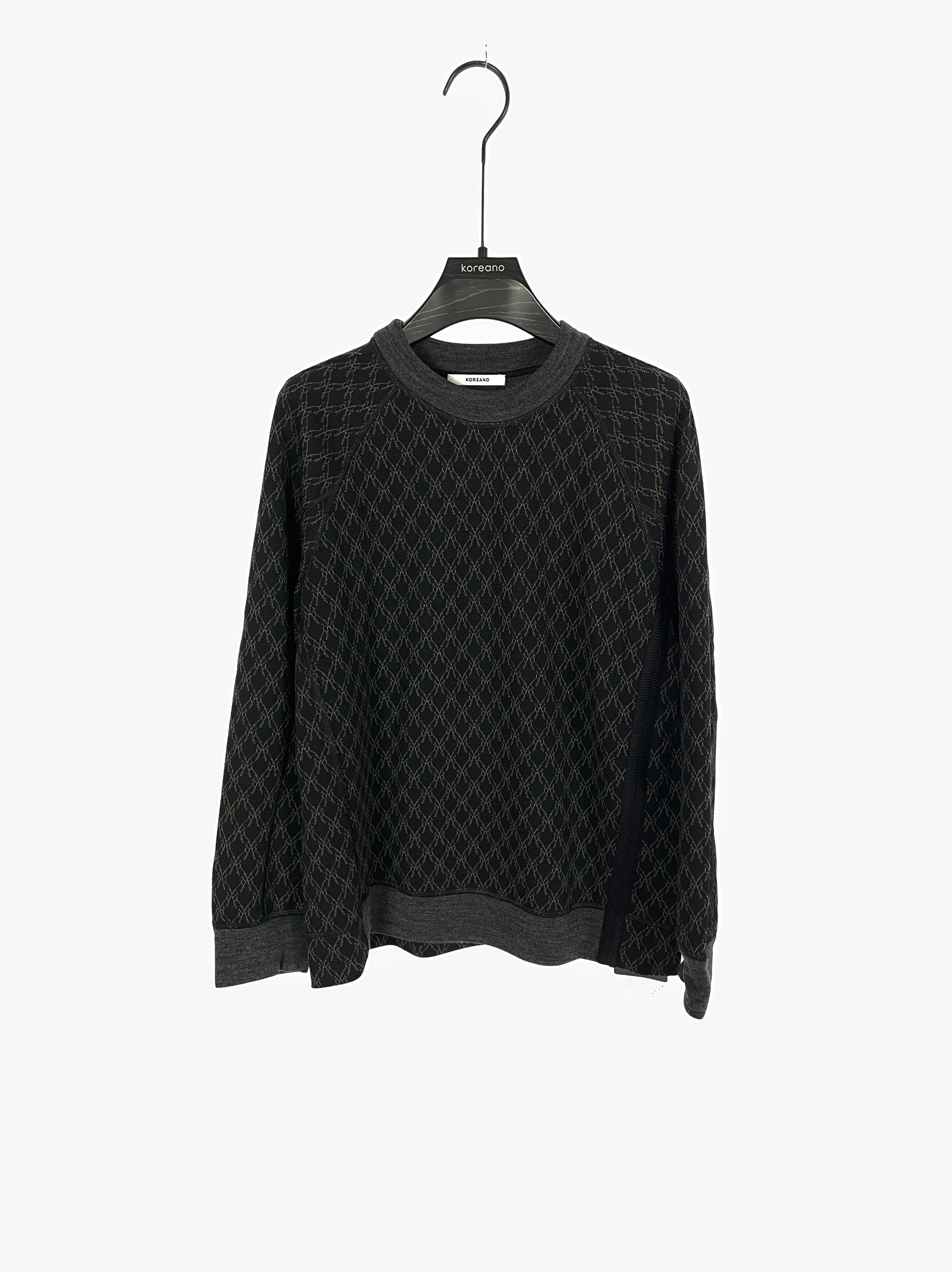 柯利亚诺冬季专柜同款黑灰花针织提花圆领T恤  TY3779 ￥2280