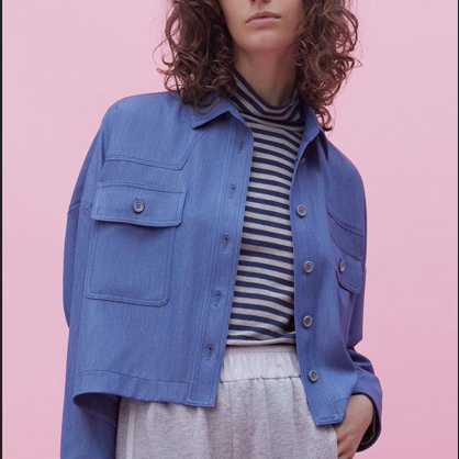 柯利亚诺春秋专柜同款蓝驼灰条纹立领T恤【H】TT4780(JUN) ￥1880