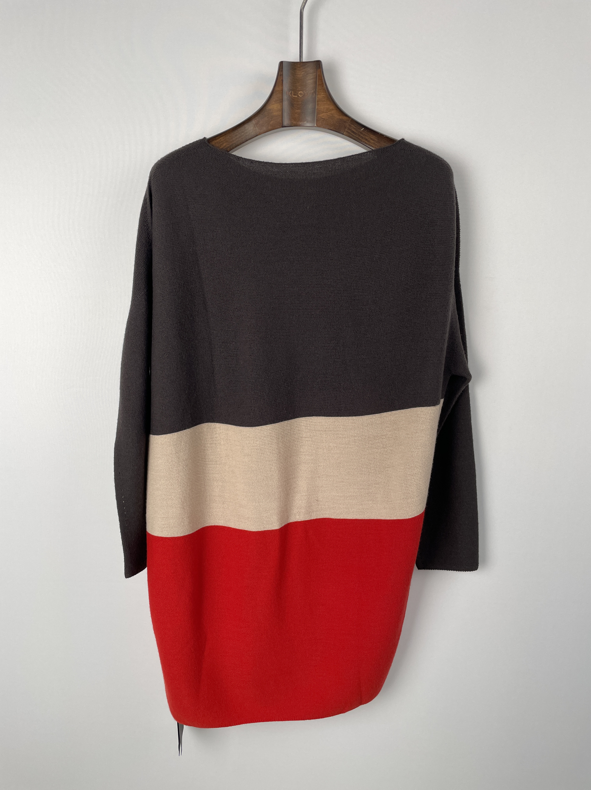 柯利亚诺春秋专柜同款羊毛拼接小茧型套头衫 1513 HT2804J(T)