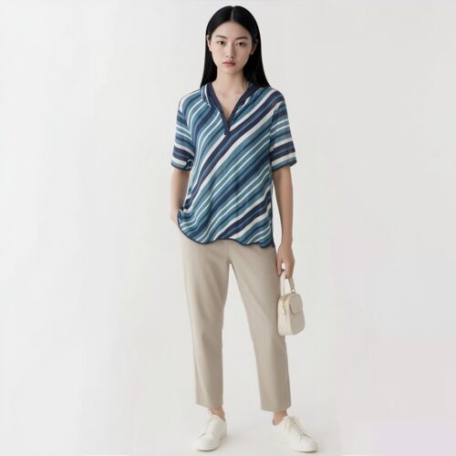柯罗芭夏季专柜同款条纹H型连帽T恤  TT7823 ￥2990
