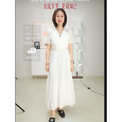 柯利亚诺夏季桑蚕丝抽褶礼服裙