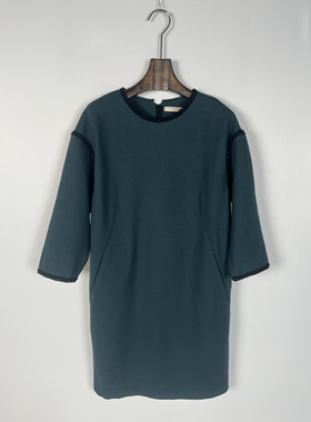 柯罗芭冬季专柜同款孔雀绿落肩茧型连衣裙  LY1225 ￥4290