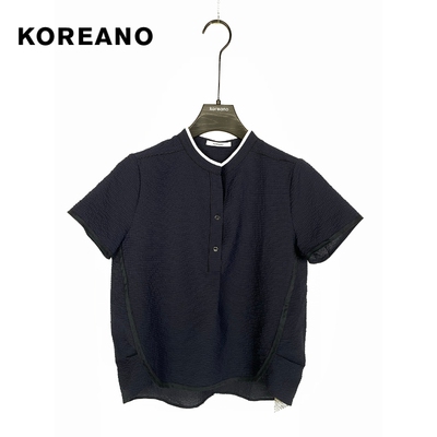 柯利亚诺夏季专柜同款藏蓝色精致半开衫T恤  TW2828 ￥1880