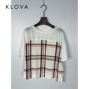 柯罗芭夏季专柜同款圆领条纹针织拼接上衣  TT1202 ￥2590