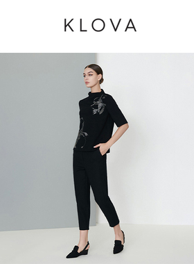 柯罗芭春秋专柜同款经典黑色休闲时尚萝卜裤  KY1827 ￥2990