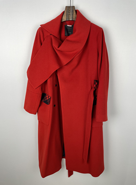柯罗芭冬季专柜同款红色中长款拼接大衣  FY9692(5UN) ￥9900