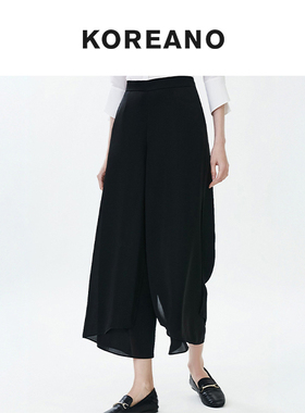 柯利亚诺夏季专柜同款黑色高腰垂感直筒阔腿裤  KW3325 ￥1590