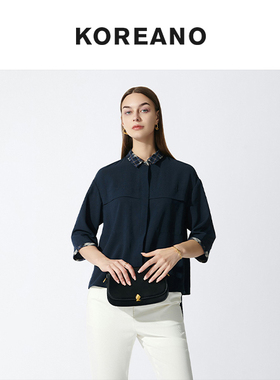 柯利亚诺夏季专柜同款蓝色拼接衬衫  CW0061(UNL)C ￥2880