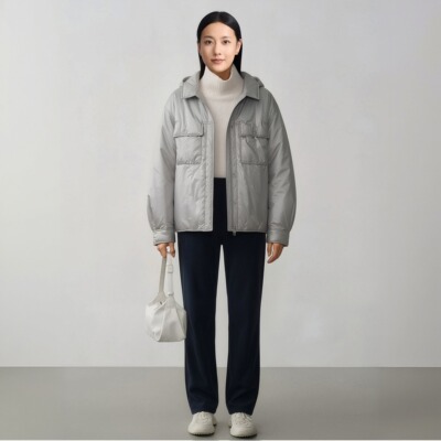 柯利亚诺冬季专柜同款星月灰色翻领衬衫式棉服  MS9335B ￥2990