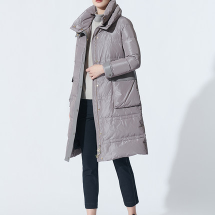 柯罗芭冬季专柜同款灰烟色H型长羽绒服  YC4089 ￥8500